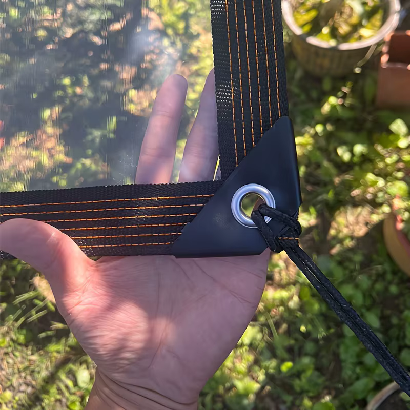 Bâche imperméable transparente en PE avec œillets pour jardin