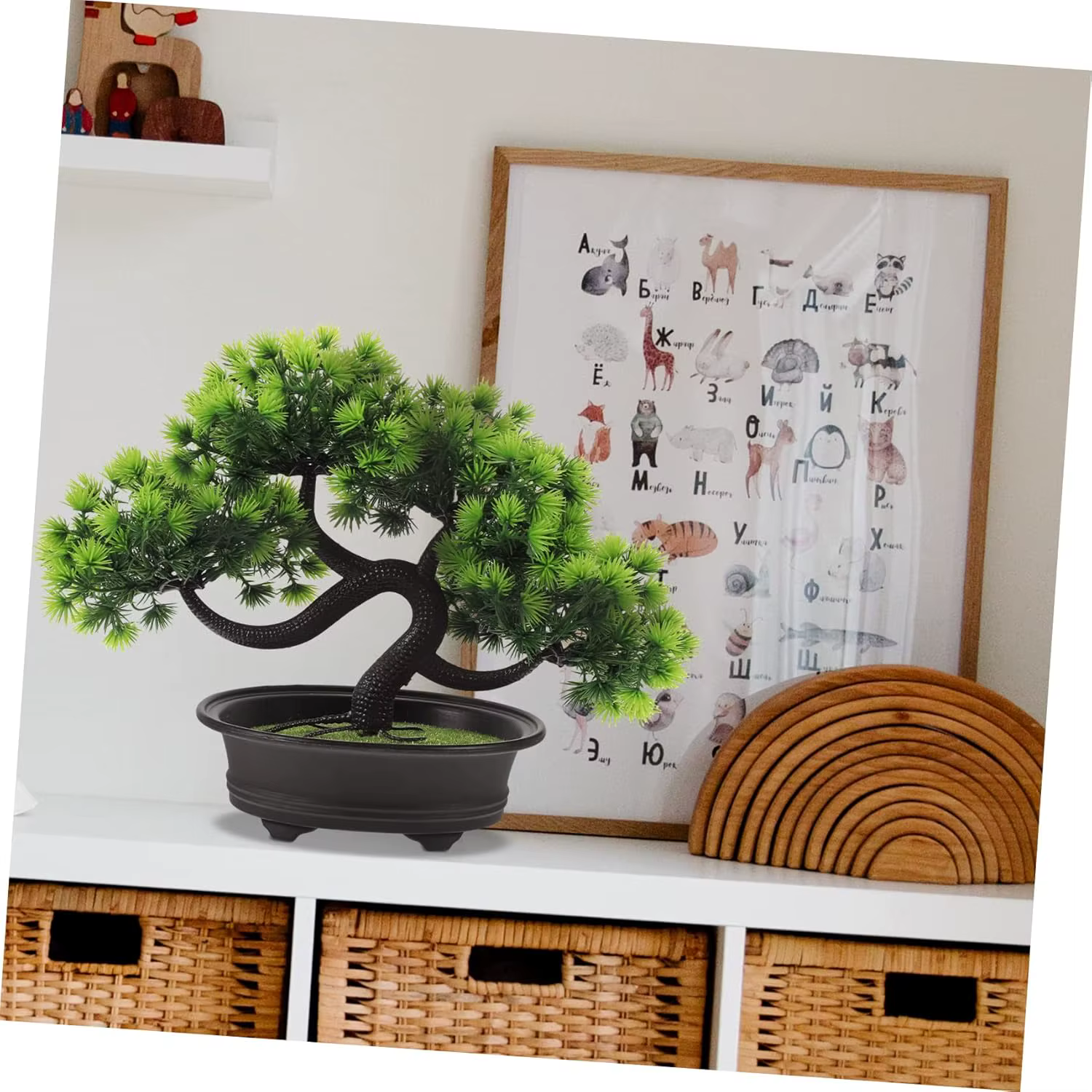 Welcome Pine Artificial Bonsai Juniper Tree Potted False Plant Ornaments Pots for Indoor