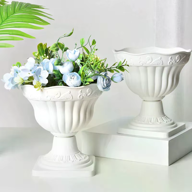 Grand jardinière extérieure colonne romaine Pot de fleur Pots de plantation balcon ménage blanc en plastique porche décor Pot de fleurs