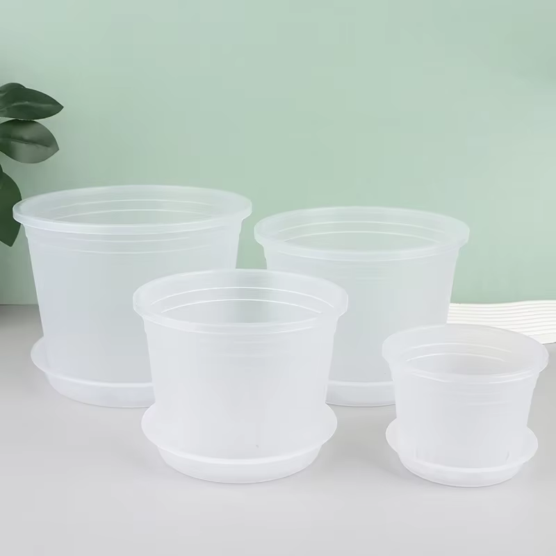 Pot d'orchidée rond Transparent avec/sans plateau