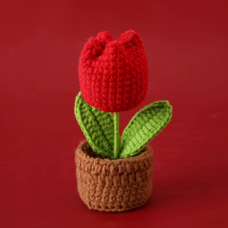 Mini tulipes Crochet fleurs en pot mignon tricot
