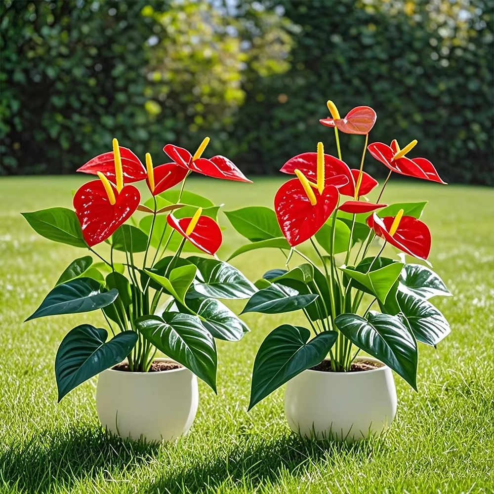 Fleurs artificielles de palmier rouge à 12 têtes