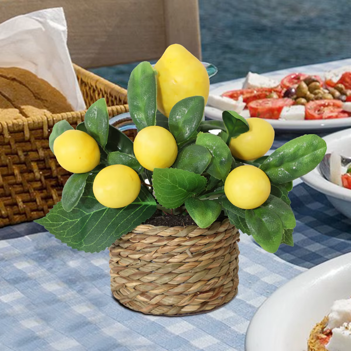 Ensemble de plantes artificielles au citron jaune vibrant