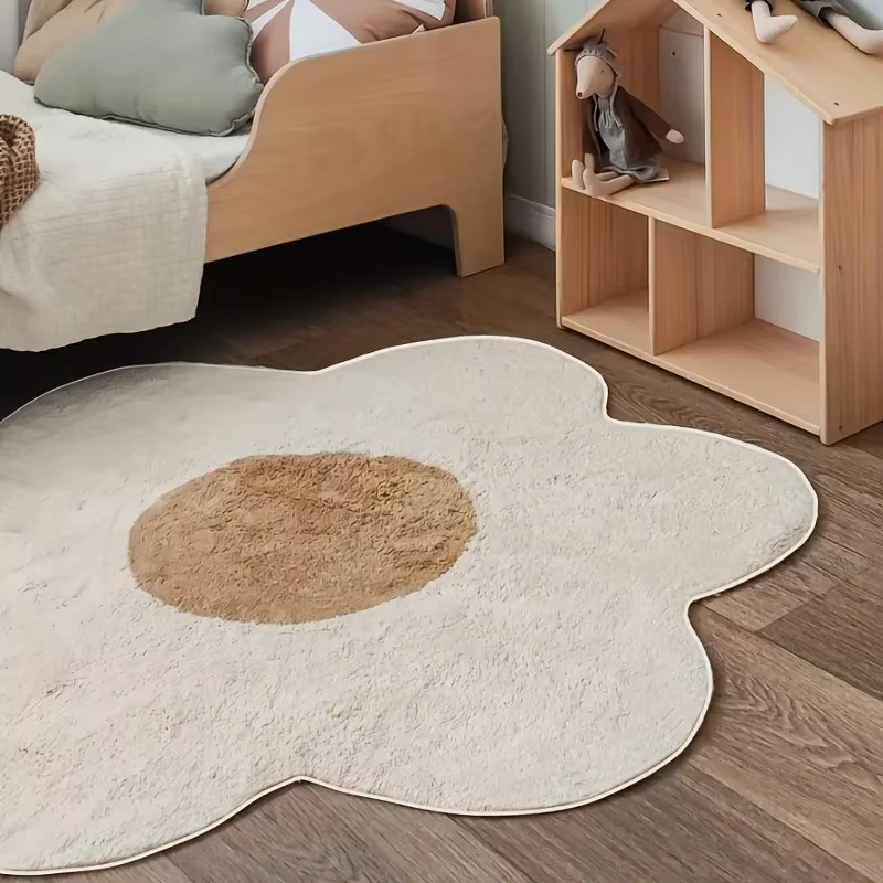 Tapis en peluche doux à fleurs irrégulières