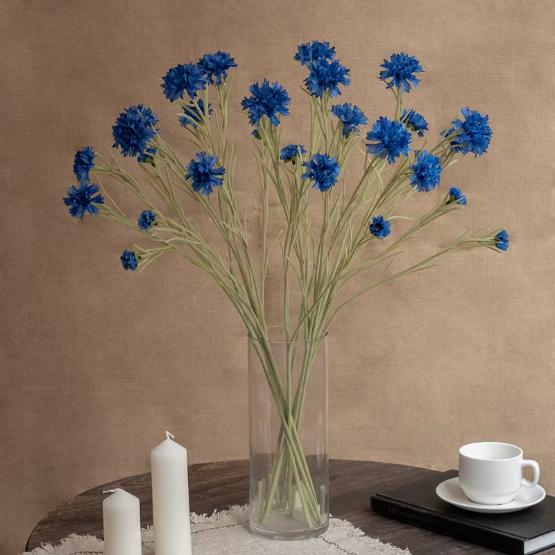 1PC nordique bleu longue branche étoilé bleuet soie fleurs artificielles maison fête de mariage décoration Flore