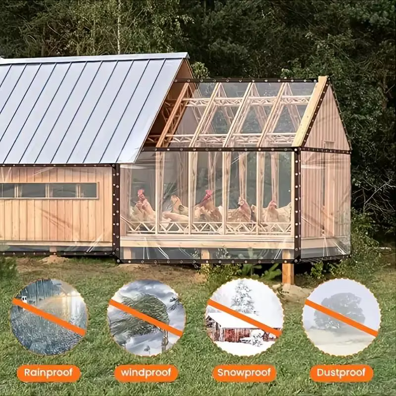 Bâche imperméable transparente en PE avec œillets pour jardin