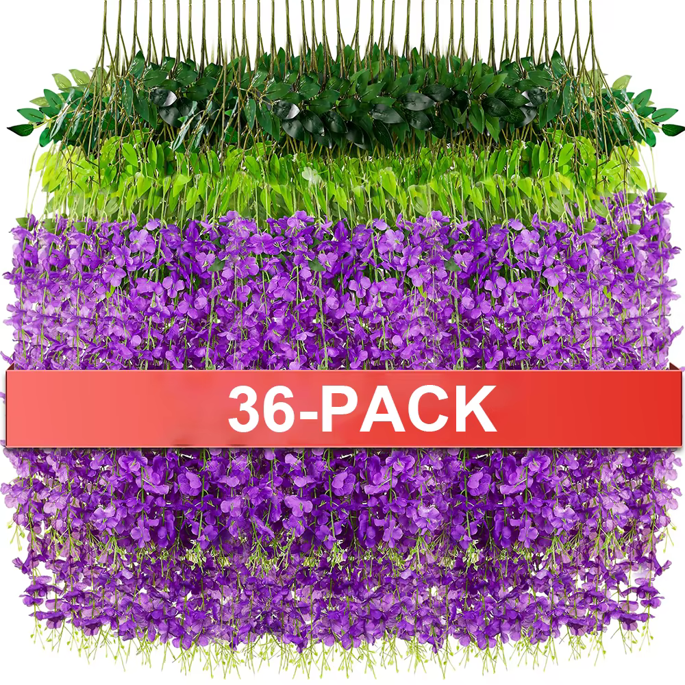 Guirlande de fausses fleurs de glycine artificielles suspendues