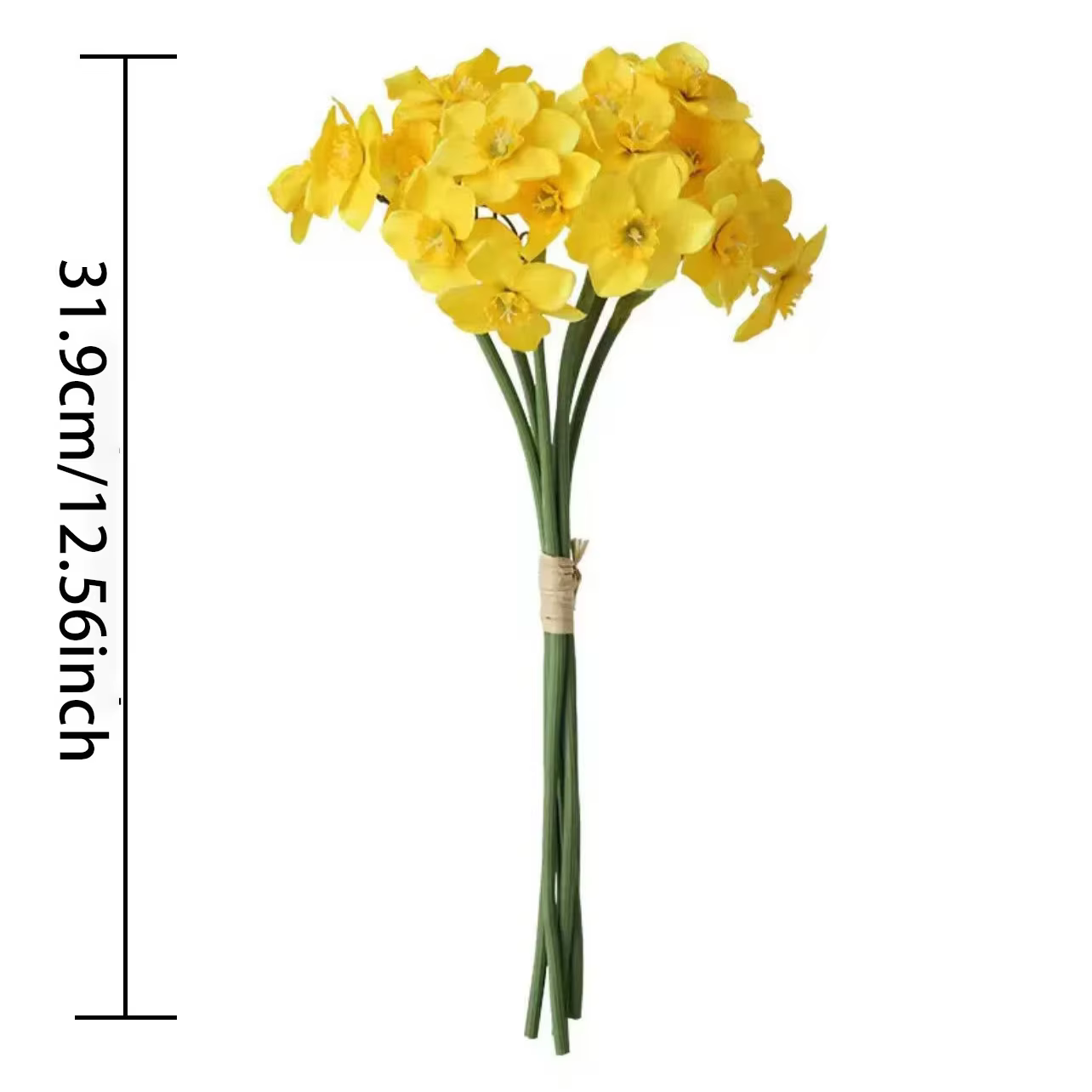 6/12 tiges de fleurs artificielles jaunes en forme de narcisse