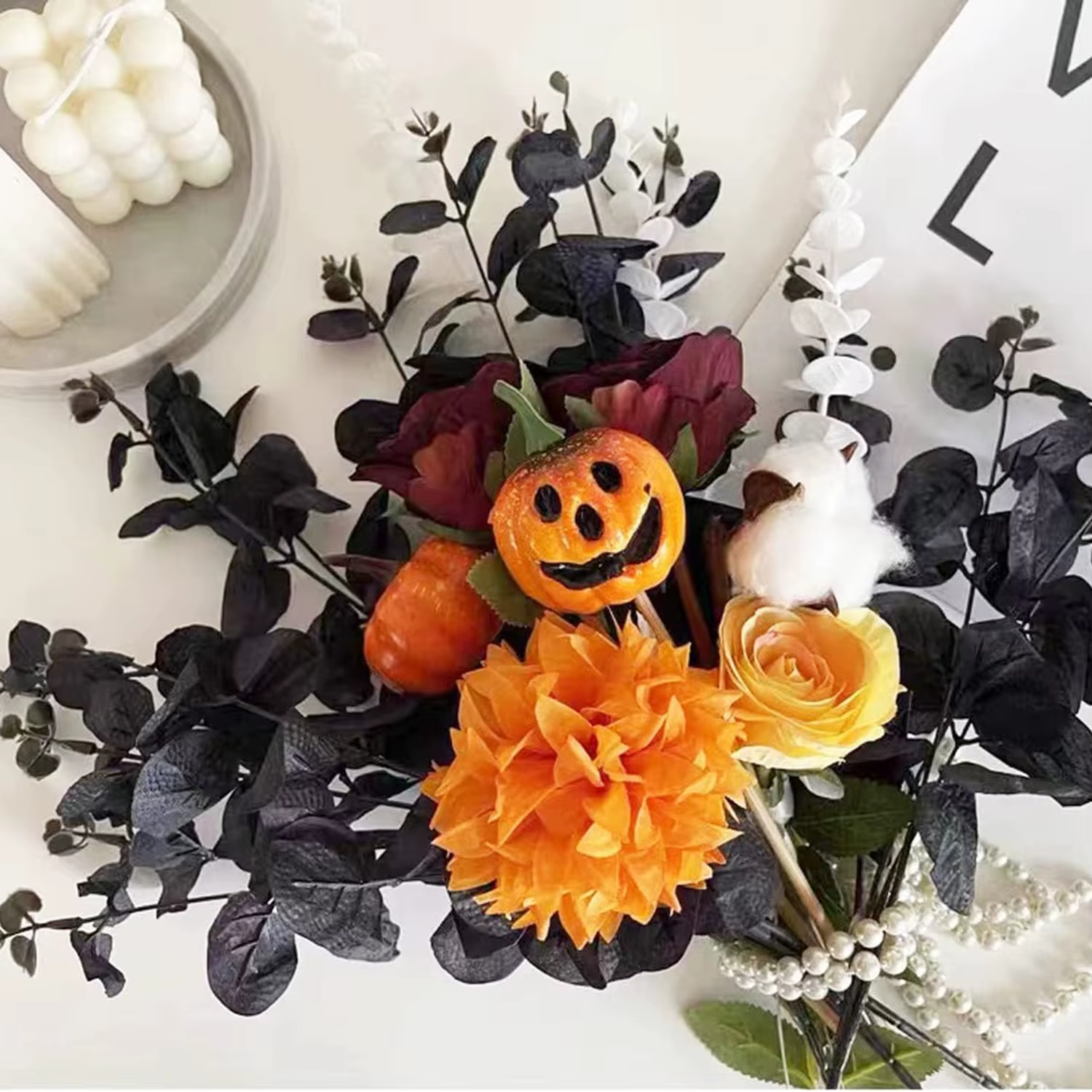 Feuilles d'argent plantes artificielles Halloween couronne de mariage Bouquets de mariée maison chambre jardin cour Table extérieure bricolage boîte-cadeau décor