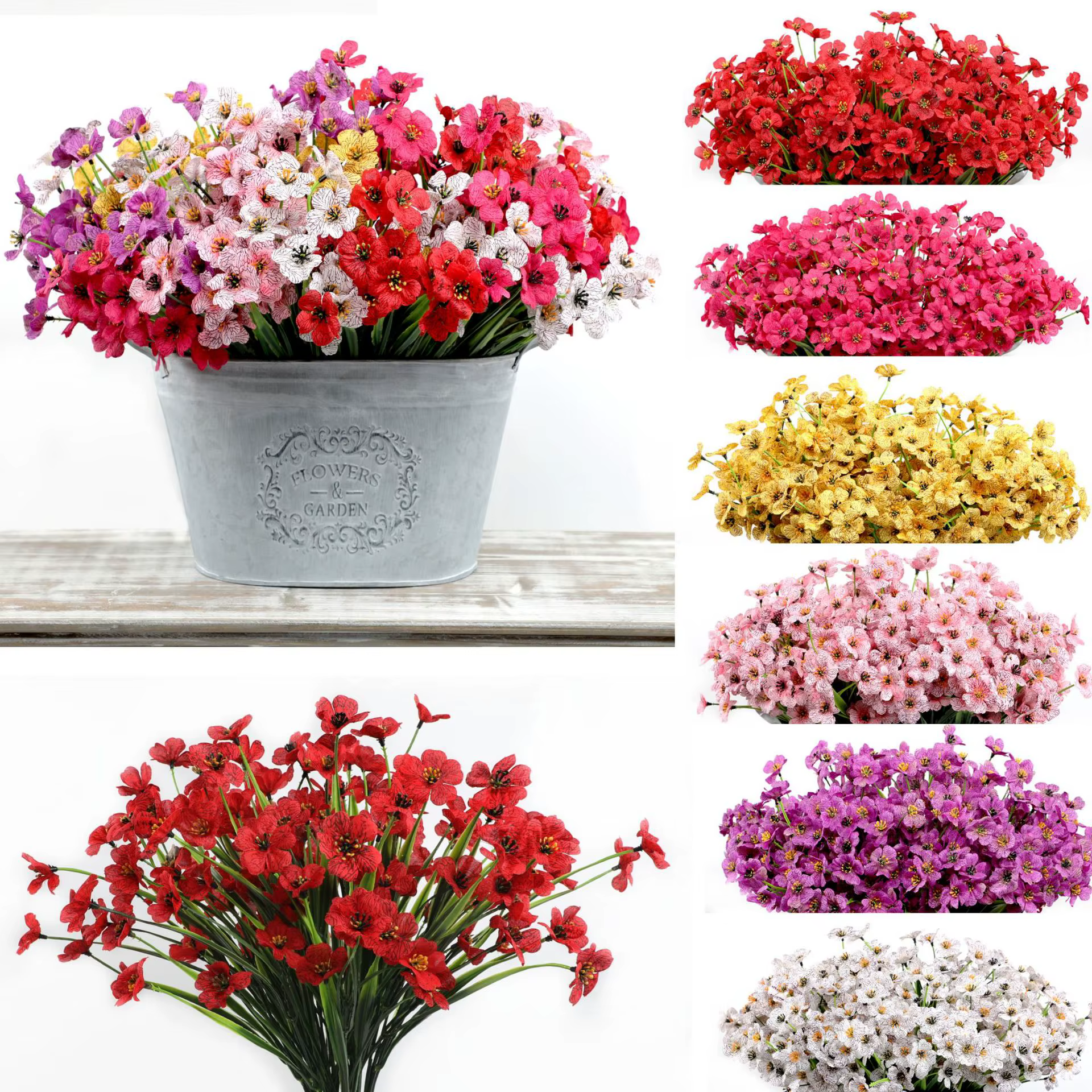 Fleurs artificielles violettes durables résistantes aux UV