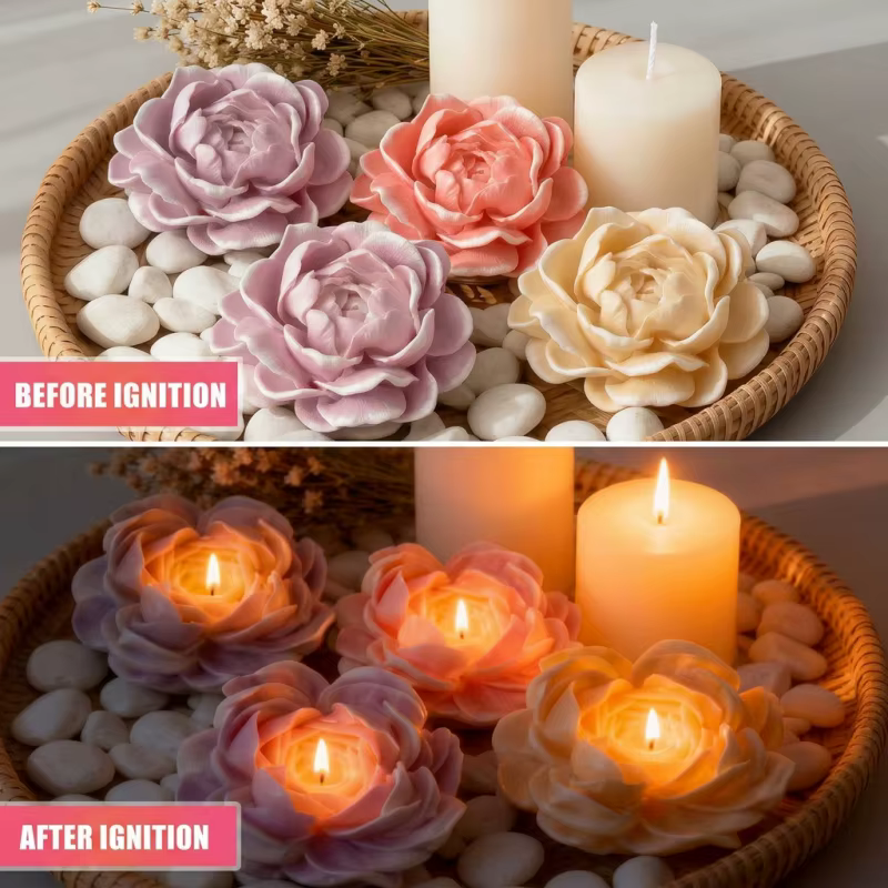 Moule en silicone pour bougie en forme de fleur de jasmin
