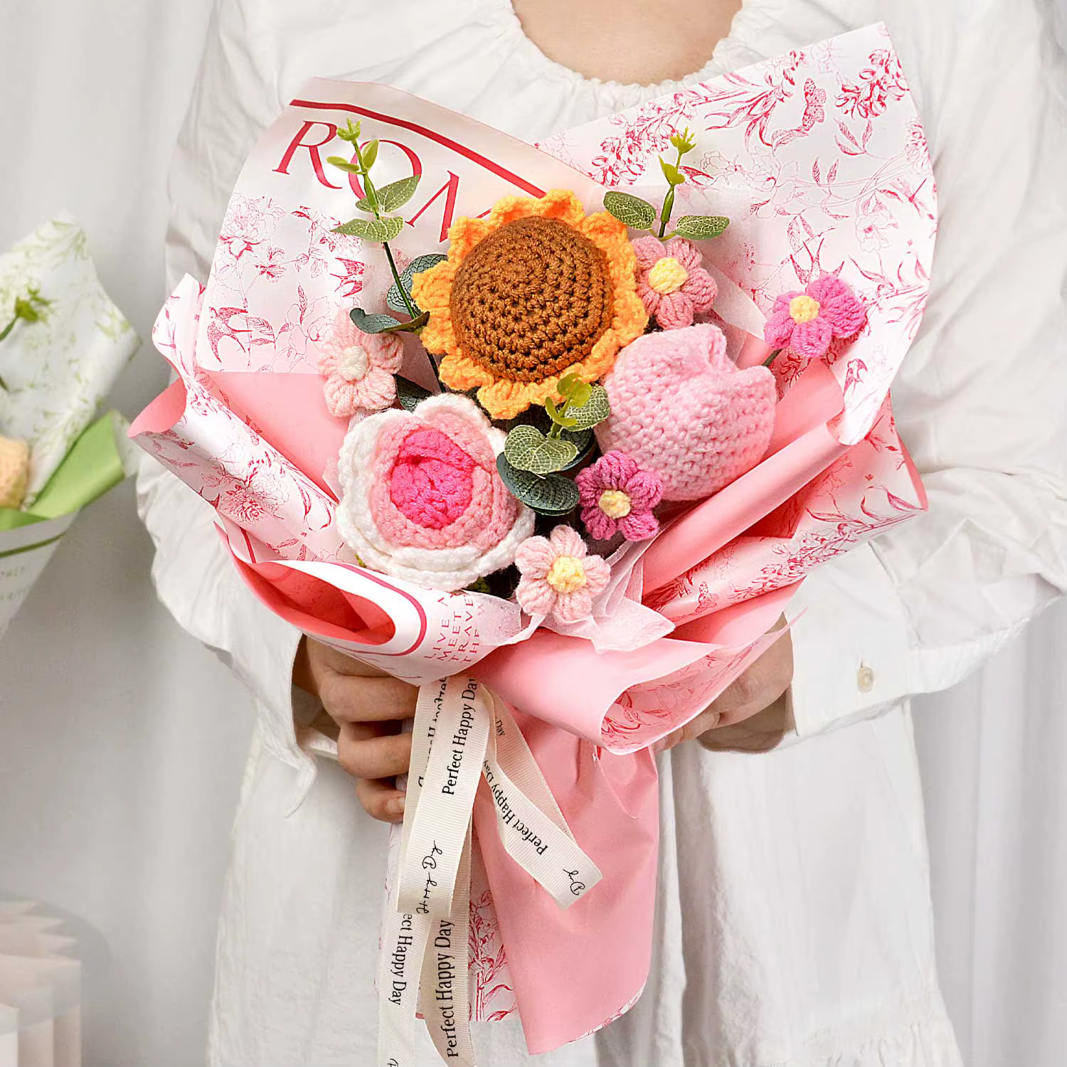 Bouquets de fleurs de tulipes au crochet faits à la main