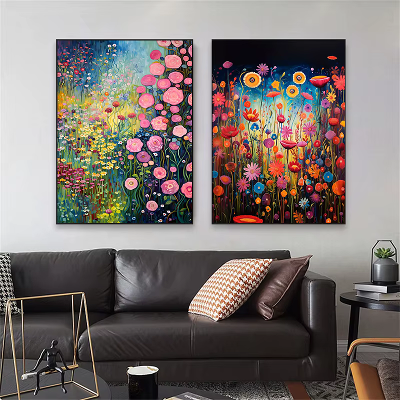 Toile de peinture de fleurs abstraites