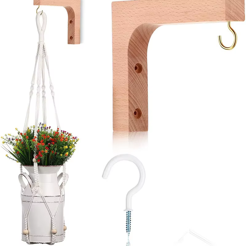 Cintres muraux nordiques en bois naturel pour plantes