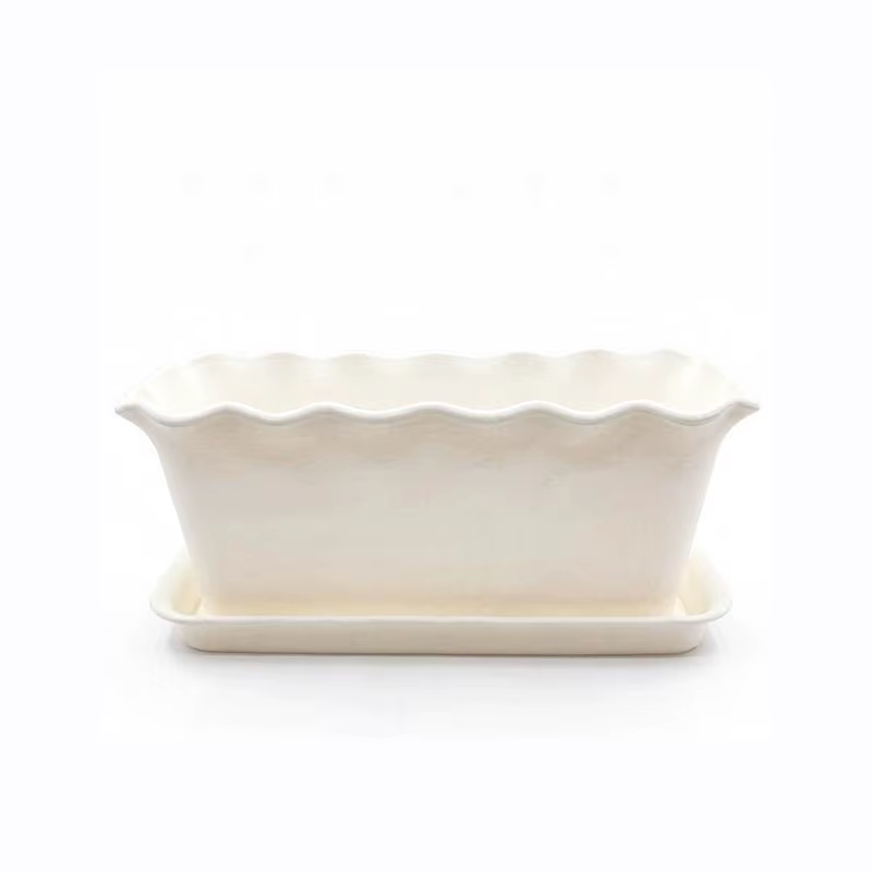 Soucoupe rectangulaire ondulée pour pot de fleurs