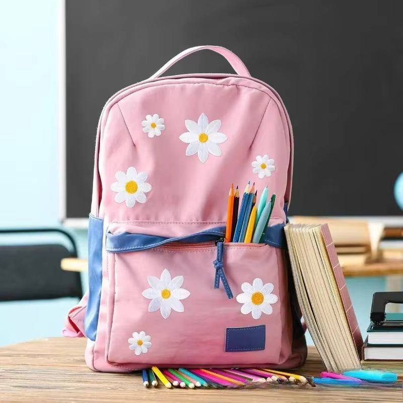Étiquette brodée en tissu à motif floral pour sac