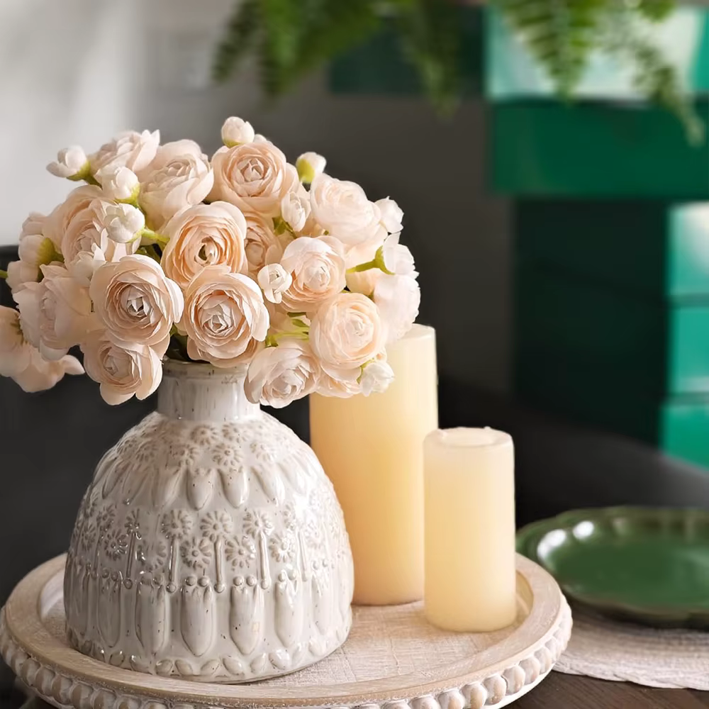 Fleurs artificielles en soie Lotus 6 pièces/lot Mini Ranunculus Bouquet