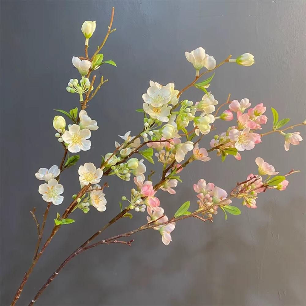 Longue branche artificielle de fleurs de cerisier de 84 cm à 2 branches