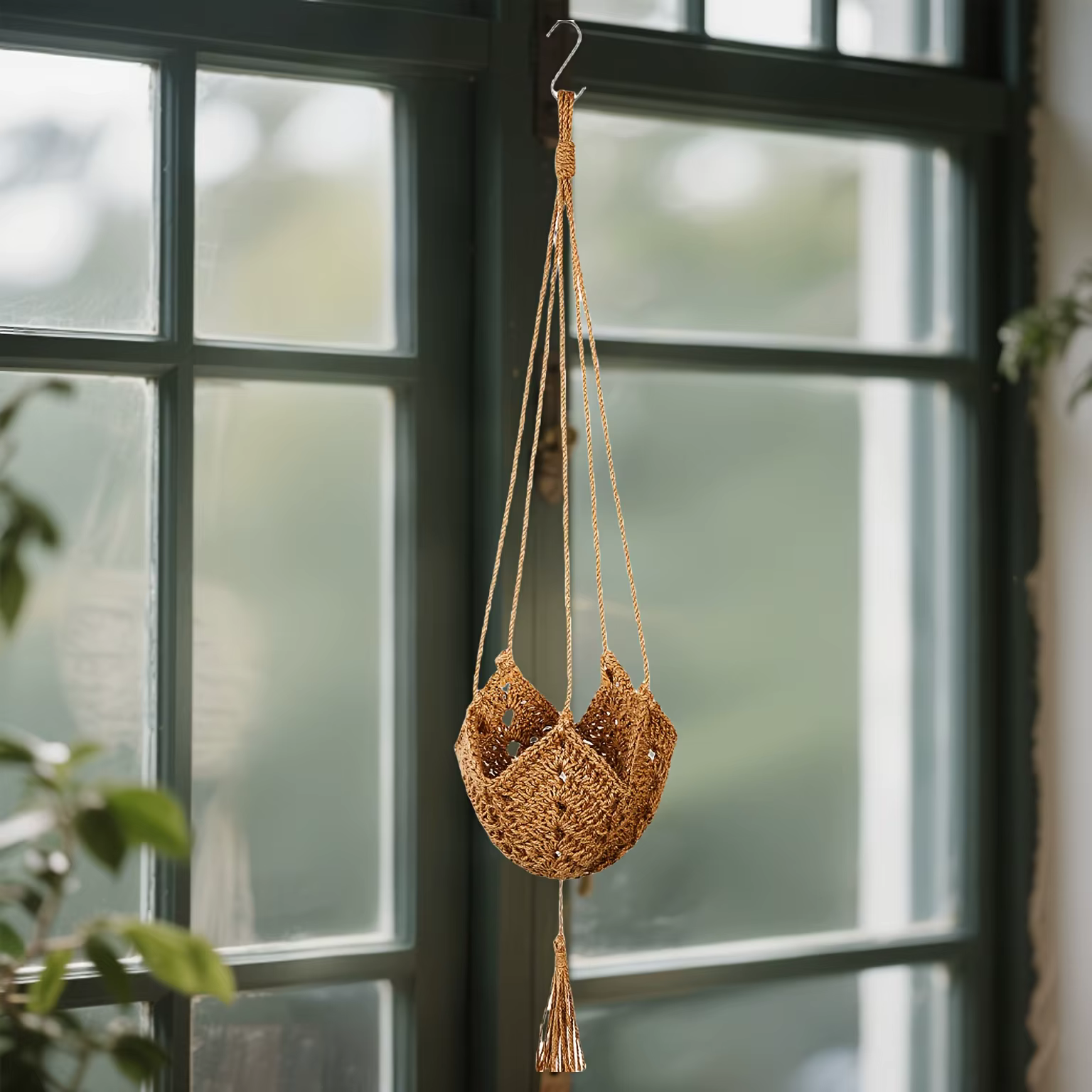 Support de plante en macramé en jute style bohème – Convient aux pots de 3 à 12 pouces