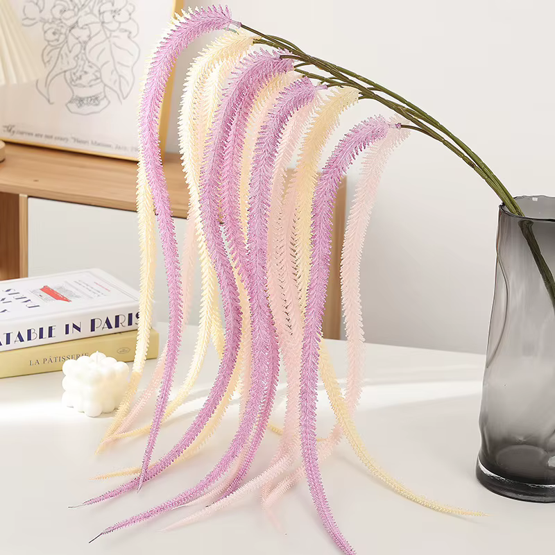 4 pièces 1.25m artificiel 5 volumes fourchues queues branche en plastique fausse fleur plante hôtel décoration Simulation vert renard queue florale