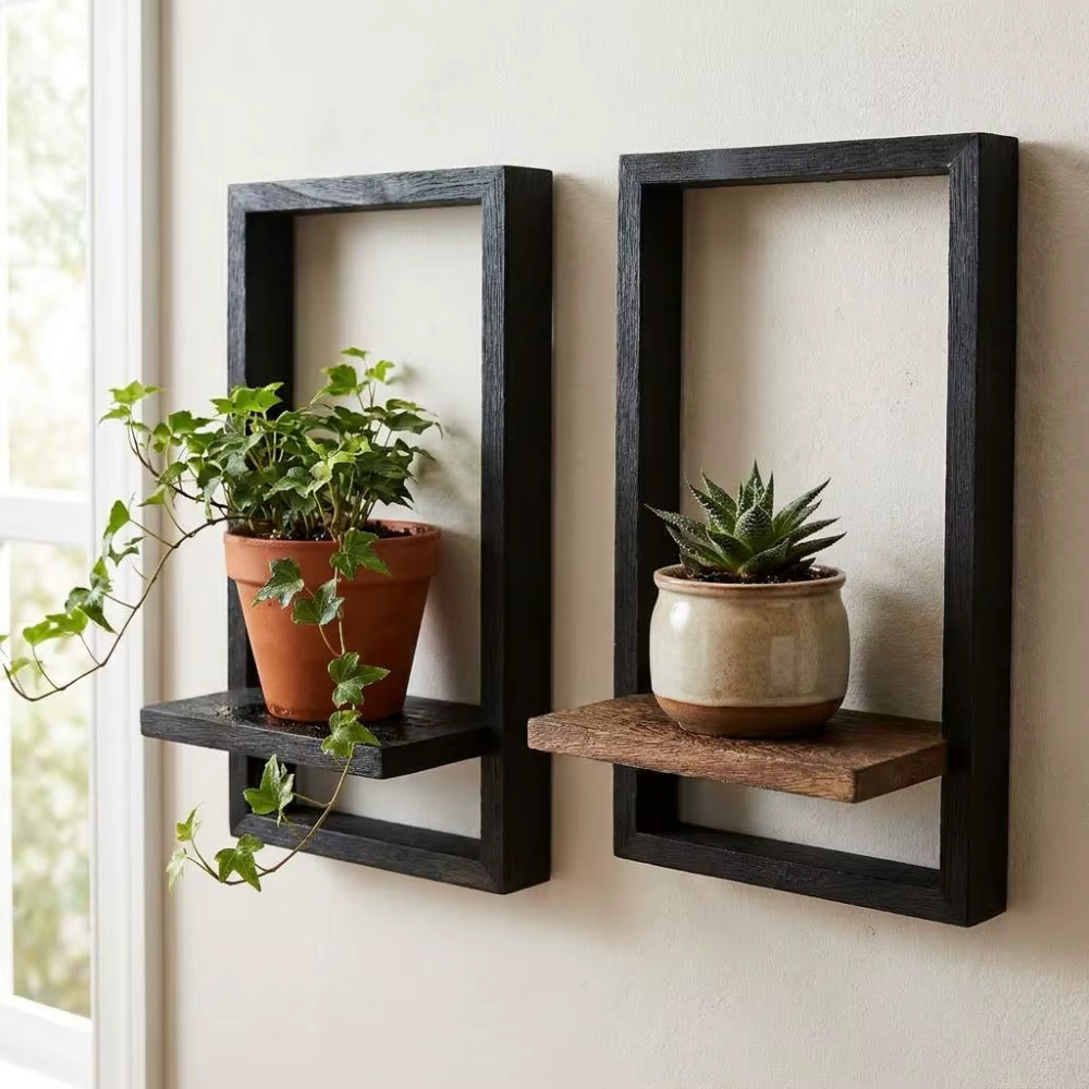 Étagère murale créative en bois pour plantes