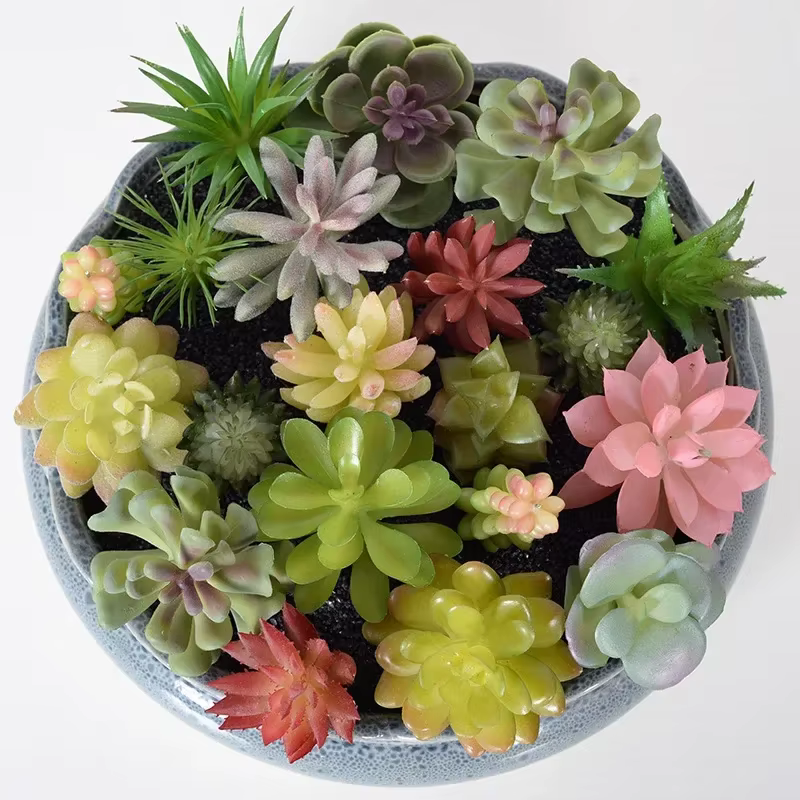 12 pièces plantes succulentes en PVC vert fausse plante succulente pour la maison jardin petit bonsaï décor fleur