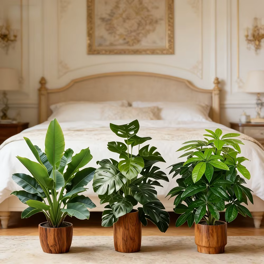 Lot de 3 plantes artificielles : palmier Areca