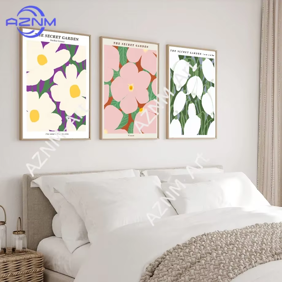Peinture sur toile colorée sur le thème du marché des fleurs