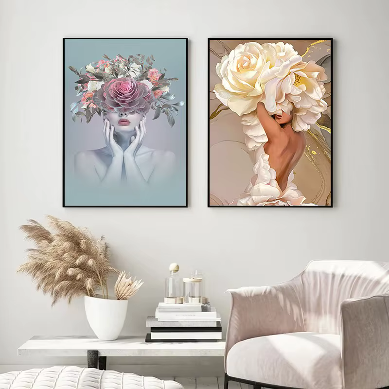 Affiche en toile florale pour femme