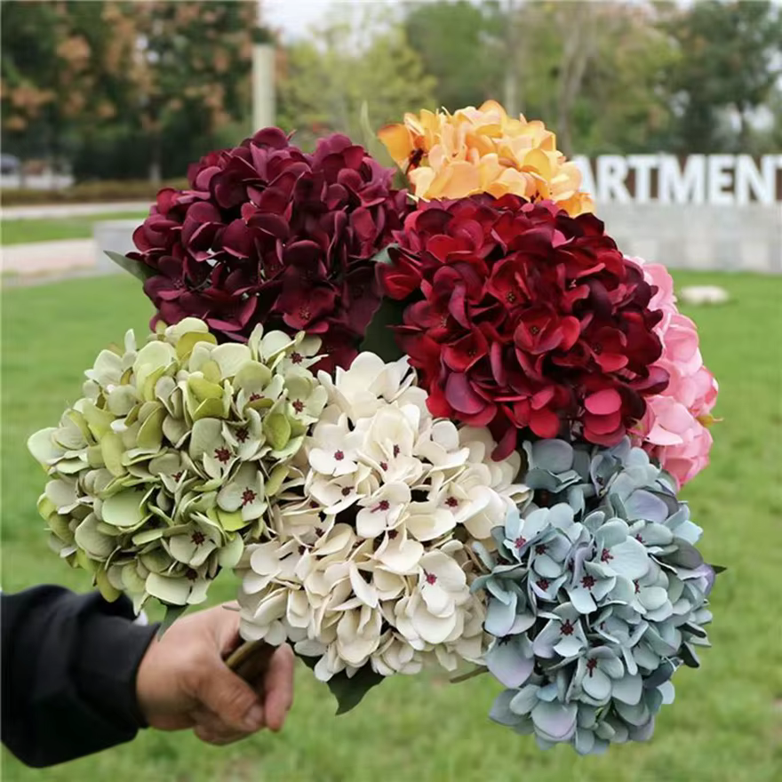 Fleurs artificielles hortensia mur de mariage maison festival décorations cuisine accessoire bricolage nuptiale bouquet scrapbook intérieur bonsaï