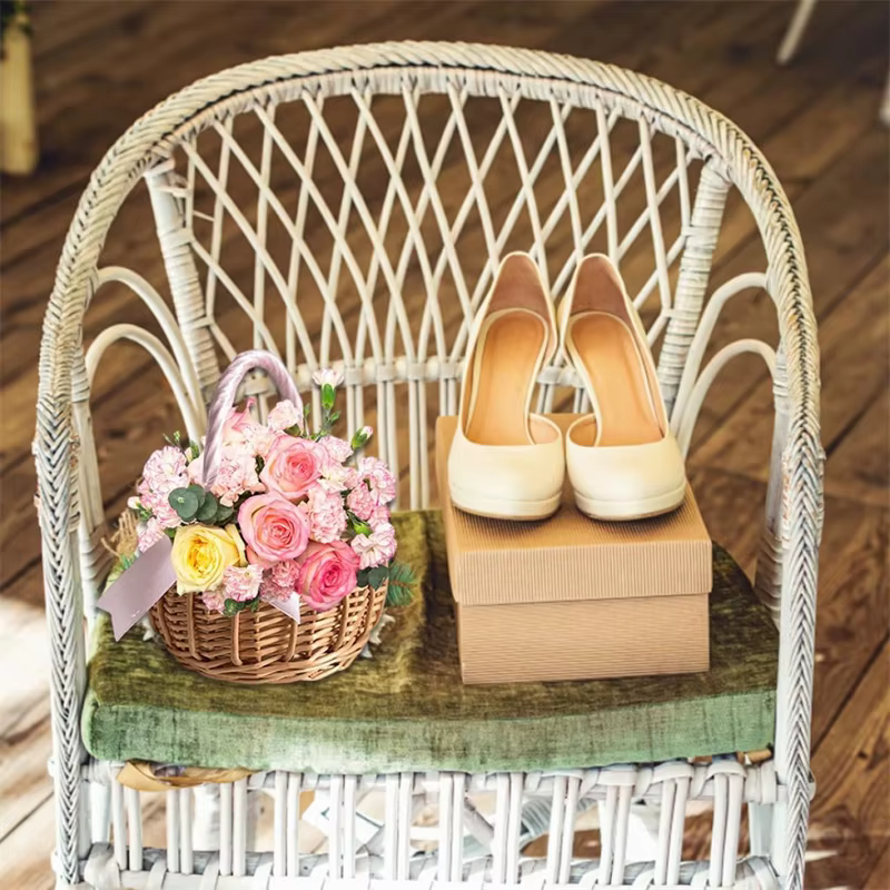 Panier de fleurs de mariage tissé à la main avec poignée