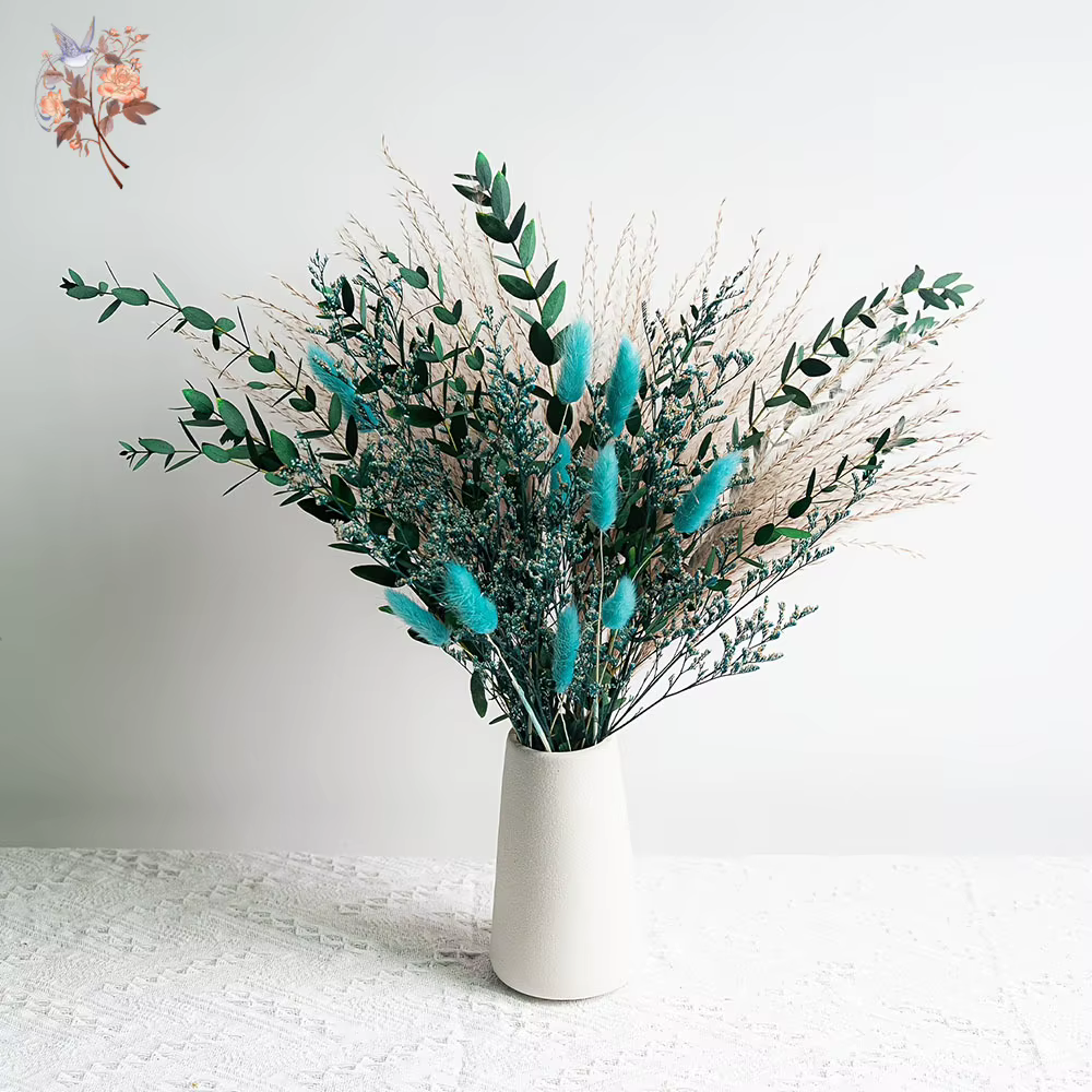 Bouquet de fleurs séchées naturelles bleues