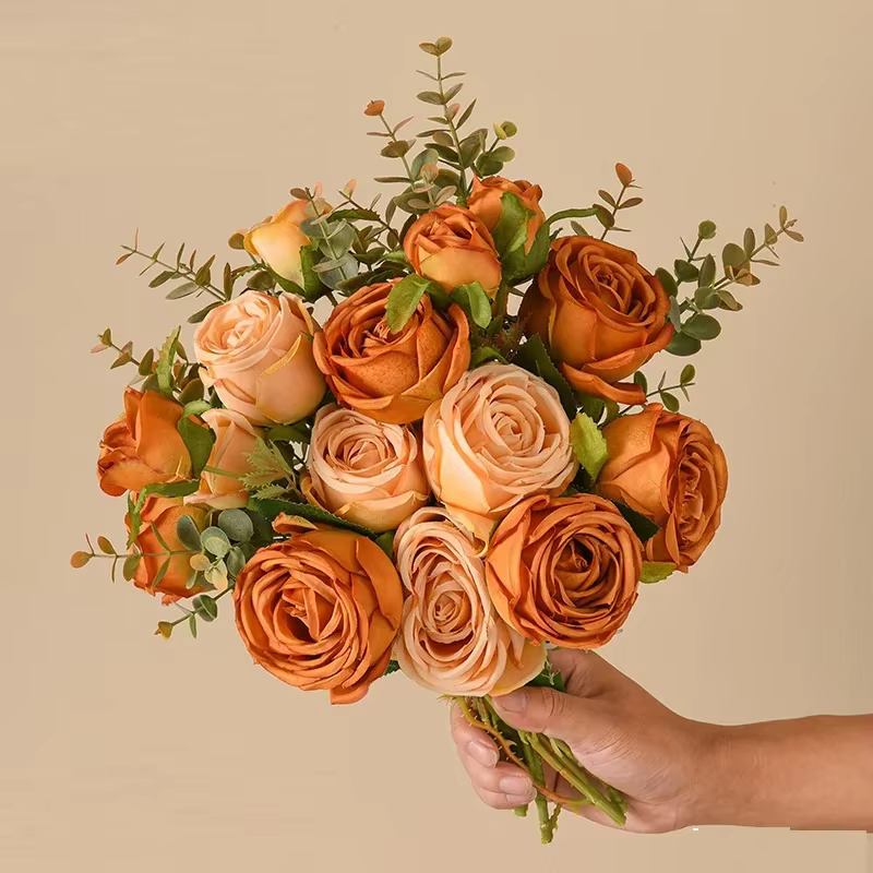 Bouquet de Roses Artificielles au Caramel