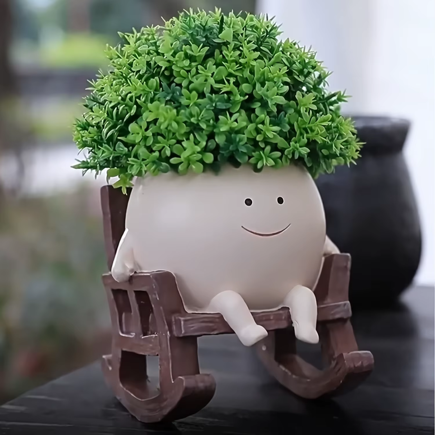 Mini pot de fleur en résine pour chaise à bascule
