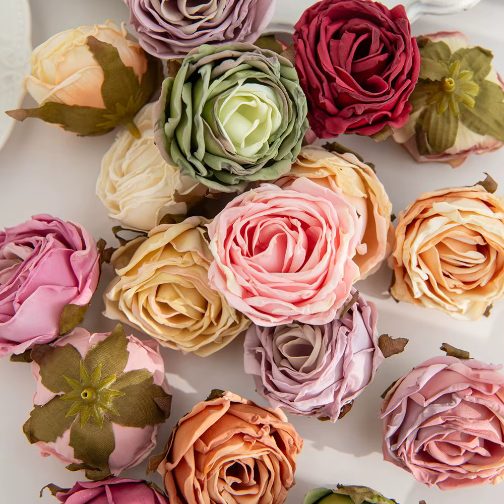 Bord Brûlé Artificiel Rose De Mariage nuptiale bouquet Décor Maison vase En Plein Air Jardin Festival Parti Couronne Bricolage cadeau Saint Valentin