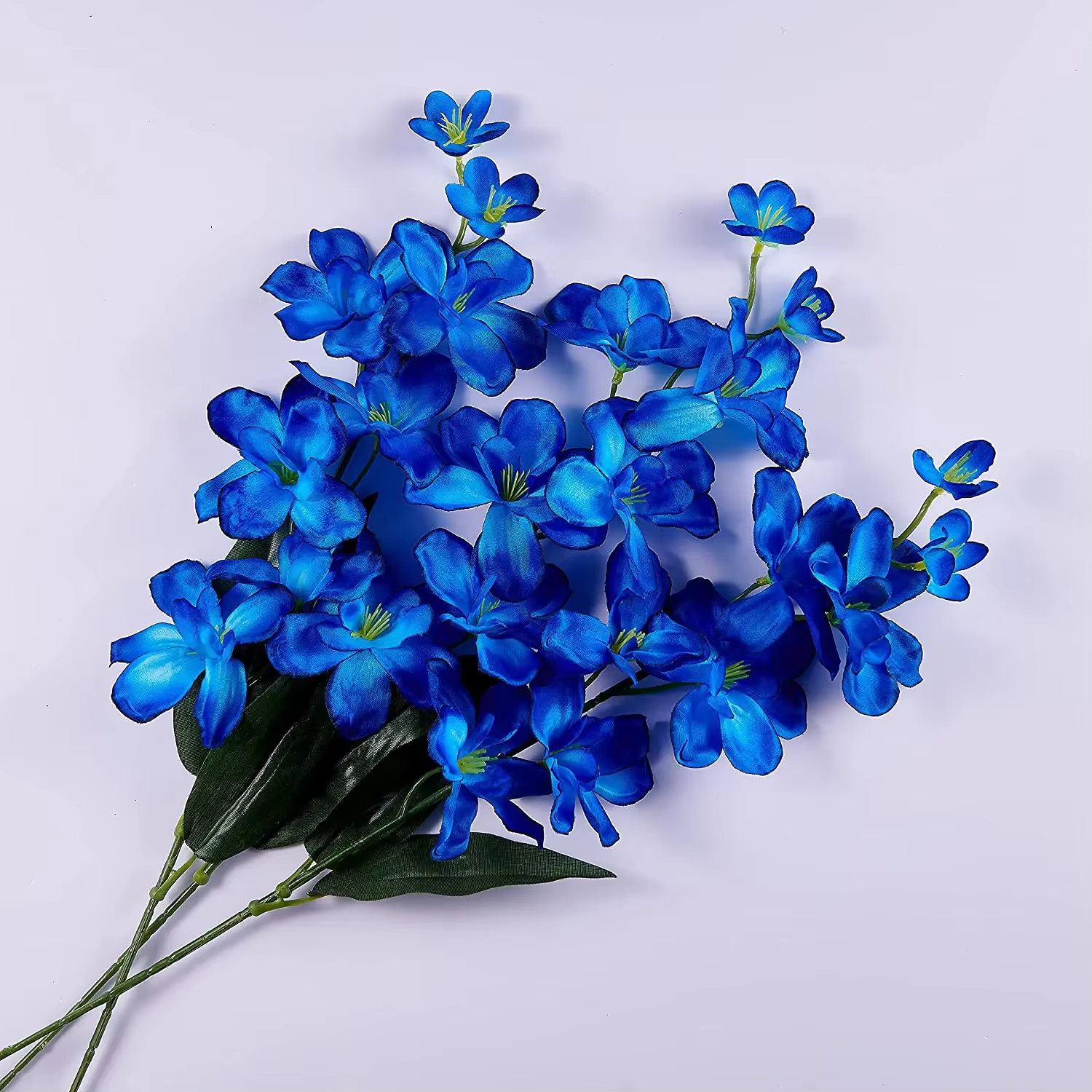10 pièces d'orchidées artificielles fleurs bleues longues tiges en vrac pour la maison de mariage