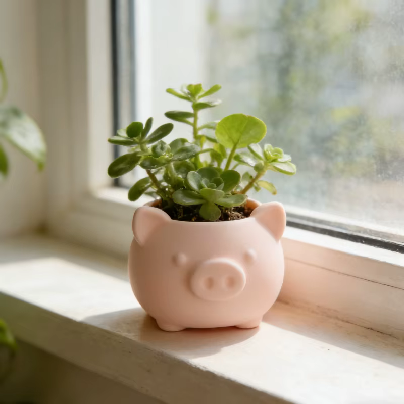 1PC Pot de fleurs en forme de cochon rose imprimé en 3D