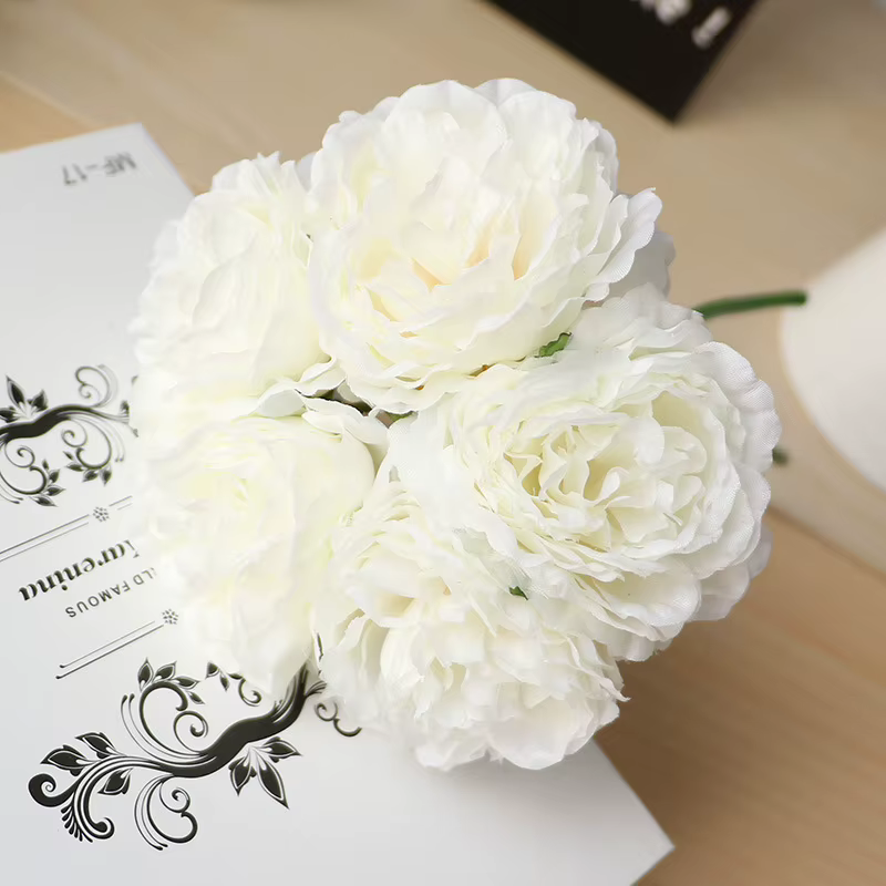 5 têtes/bouquet pivoine fleurs artificielles décor à la maison soie fausse fleur pivoines