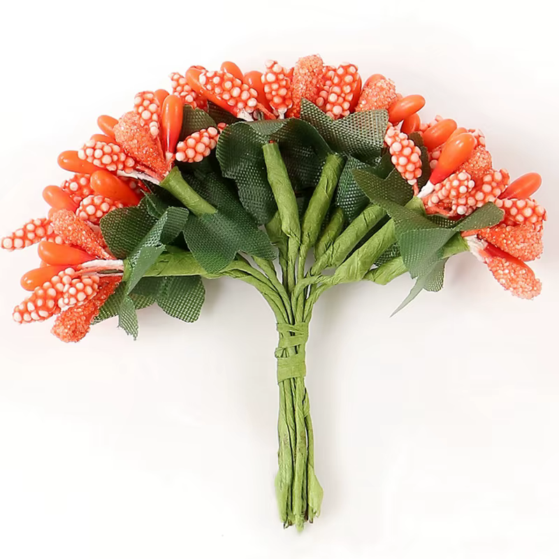 12 ~ 144 pièces/lot fleur artificielle petites baies étamine fil tige/feuilles de matériel bricolage couronne mariage Scrapbooking boîte décoration