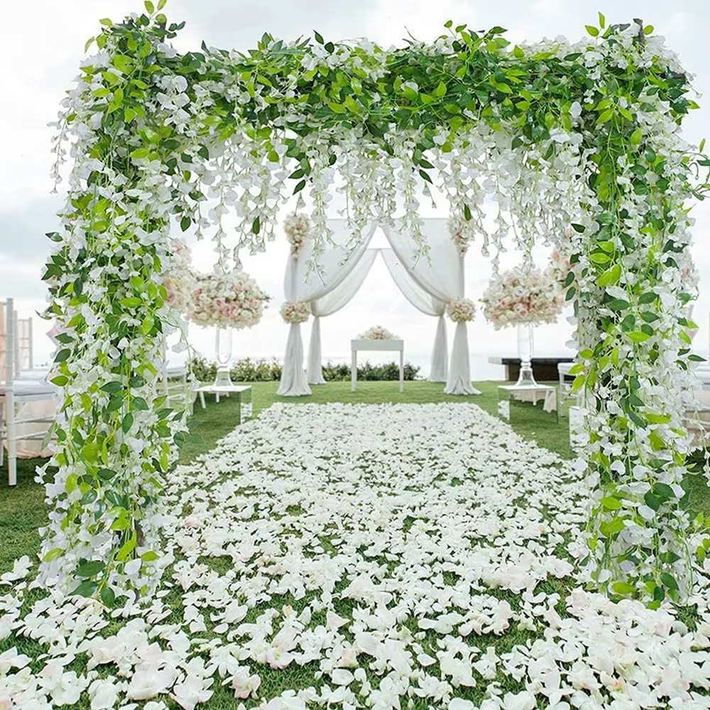 Plante artificielle Fleur Hortensia Feuille Vigne Décoration De Mariage Faux Plantes Arrangement Mural Maison Chambre Accessoires En Plein Air Arc