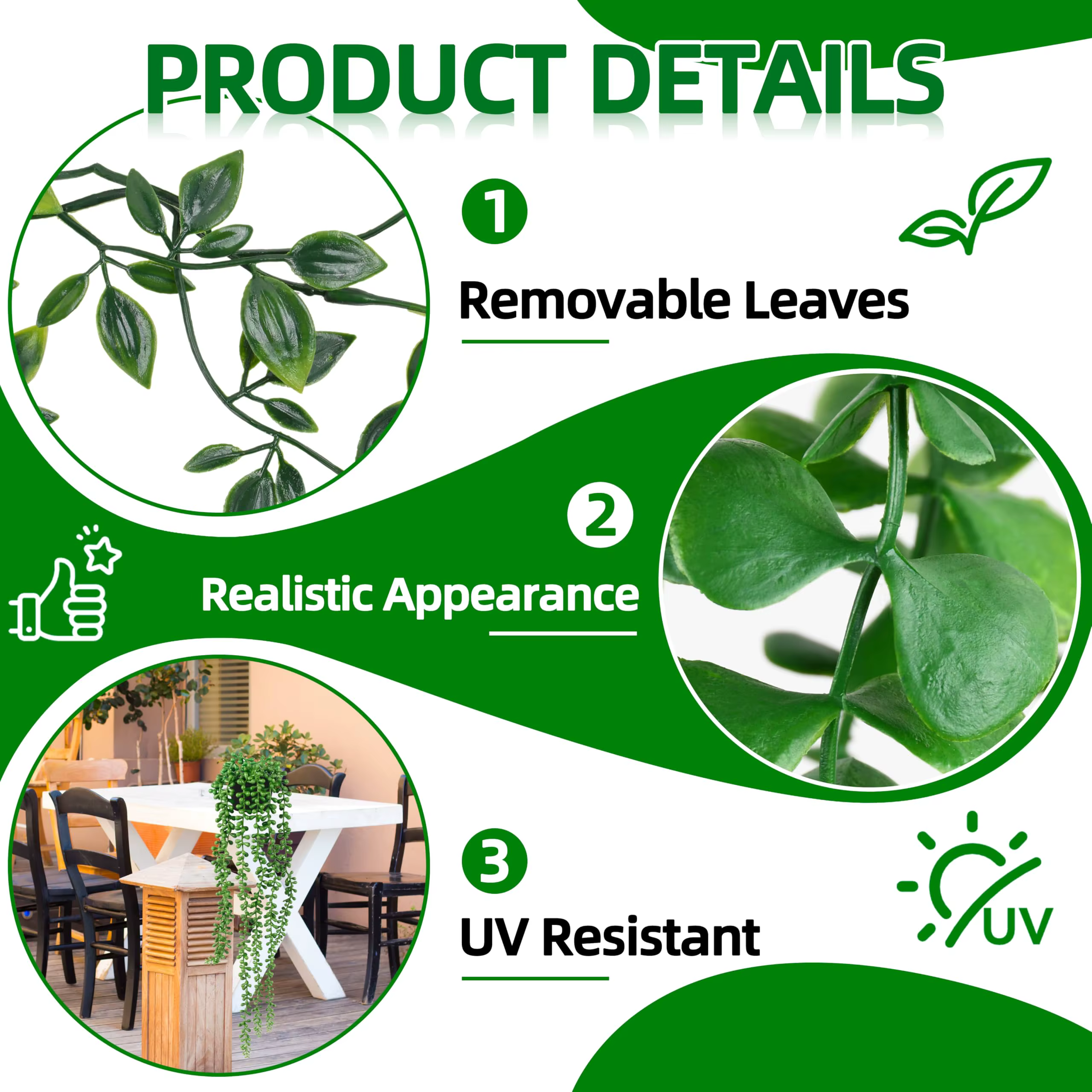 Plantes suspendues artificielles résistantes aux UV