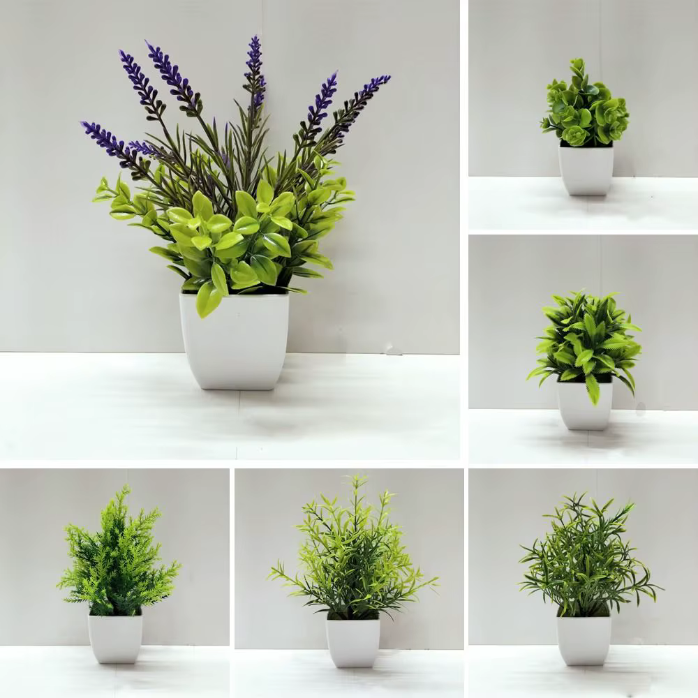 Mini fleurs artificielles en pot