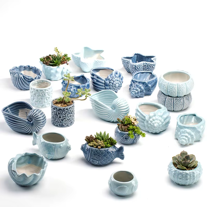 Pot de fleurs en porcelaine bleue de style européen