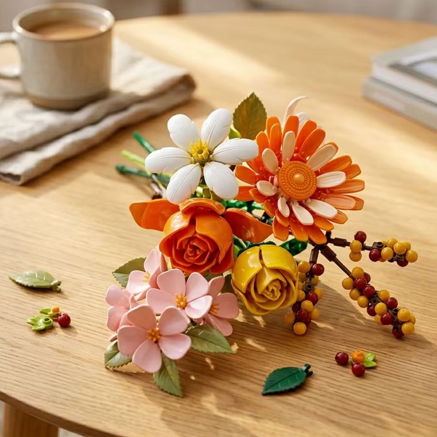 Bouquet de fleurs artificielles en blocs de construction