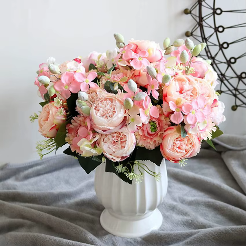 Fleurs artificielles Venus Rose Bouquet De Soie