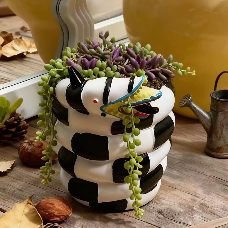 Pot de fleurs en spirale créatif
