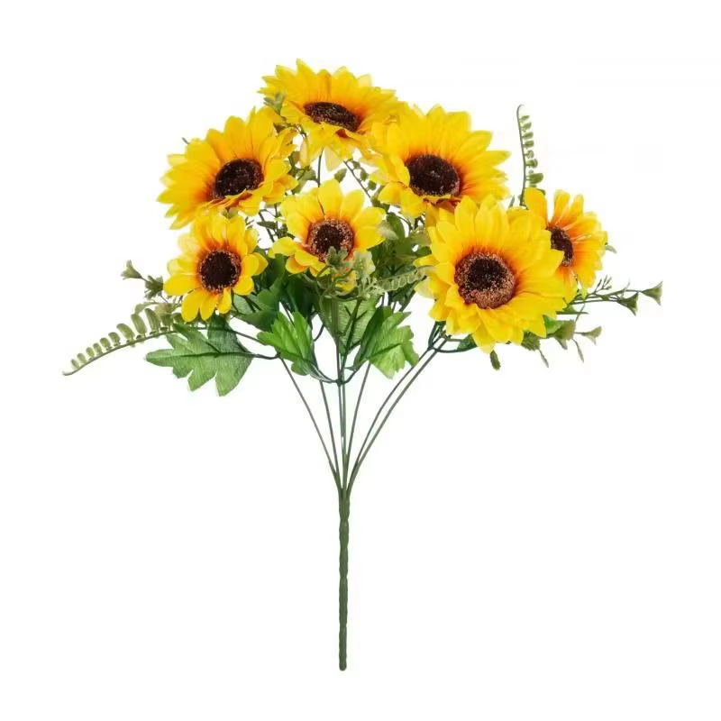 7 Tête Fleurs Artificielles Soie Tournesol Mariage Bouquet De Mariée Festival Décoration Maison En Plein Air Jardin mur