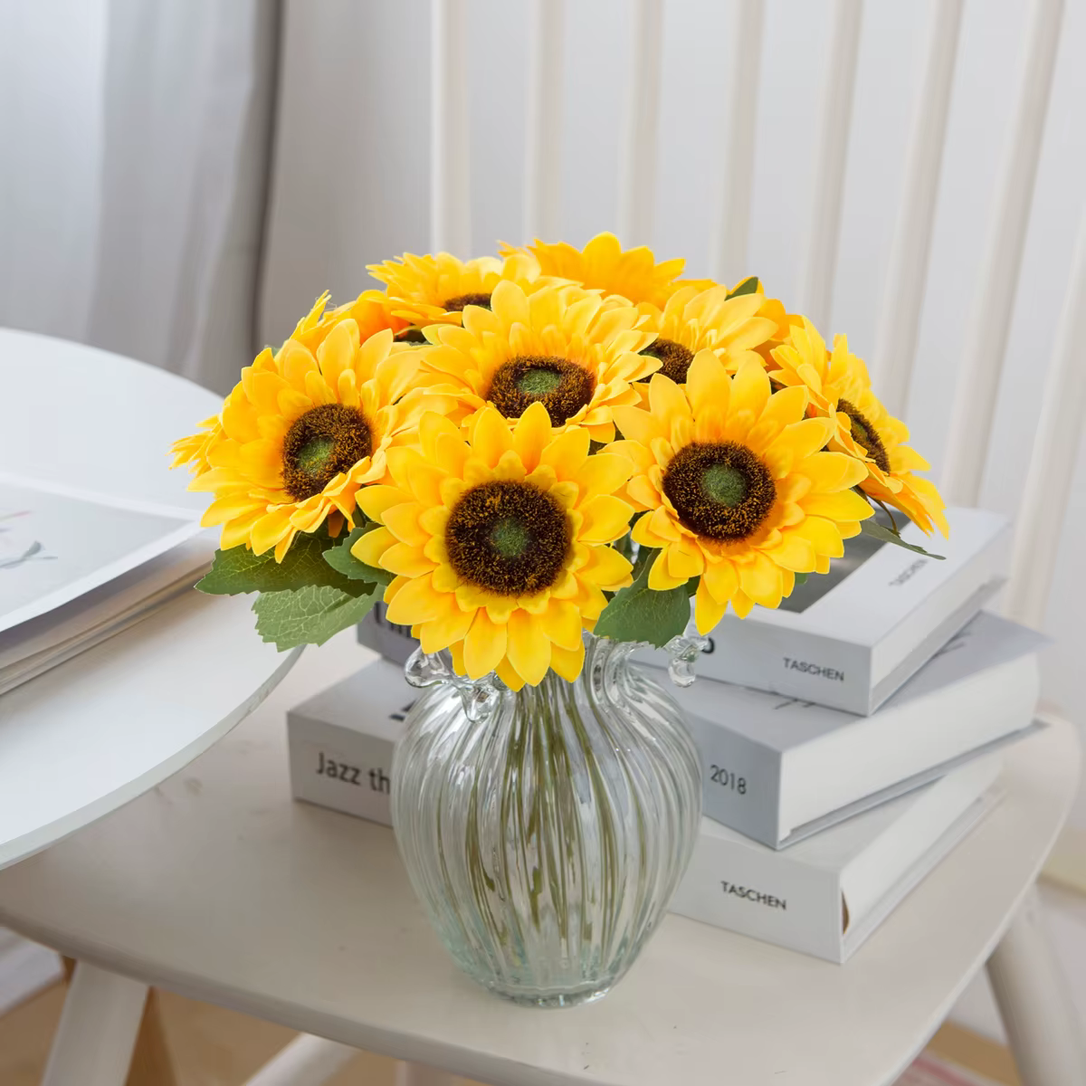 Fleur Artificielle Tournesol Printemps Maison Chambre Jardin Décoration Stamine Mariage Gerbera Salon Table Scène Fête des Mères Cadeaux DIY