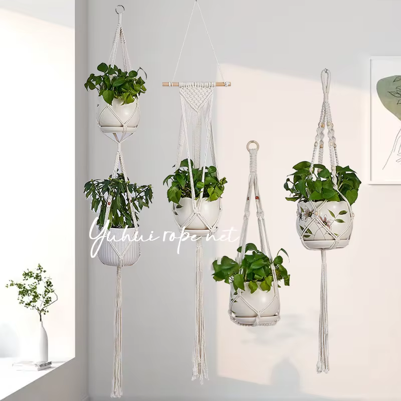 Cier de suspension pour plantes en macramé fait à la main
