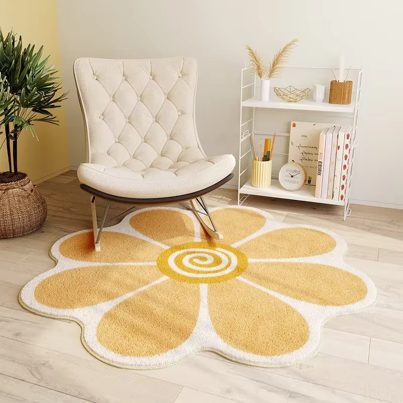 Tapis en peluche doux à fleurs irrégulières